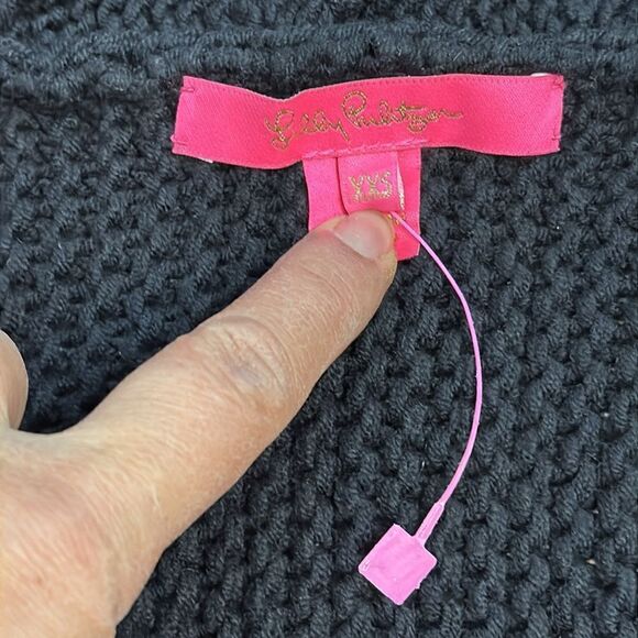 NWOT Lilly Pulitzer Womens Trinette Black Open Front Faux Fur Trim Collar XXS - Picture 7 of 10